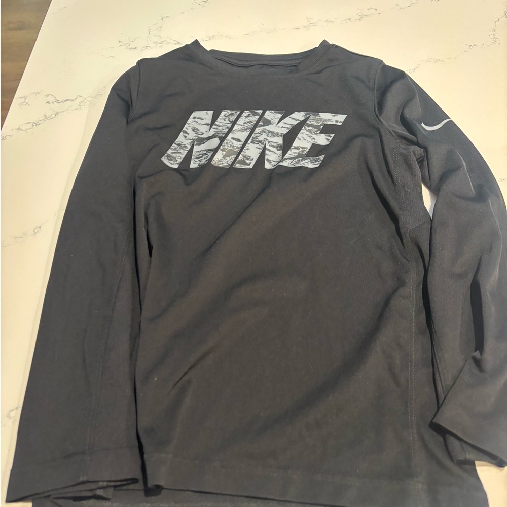 Nike Kids Long Sleeve Tee - Black with Gray Logo